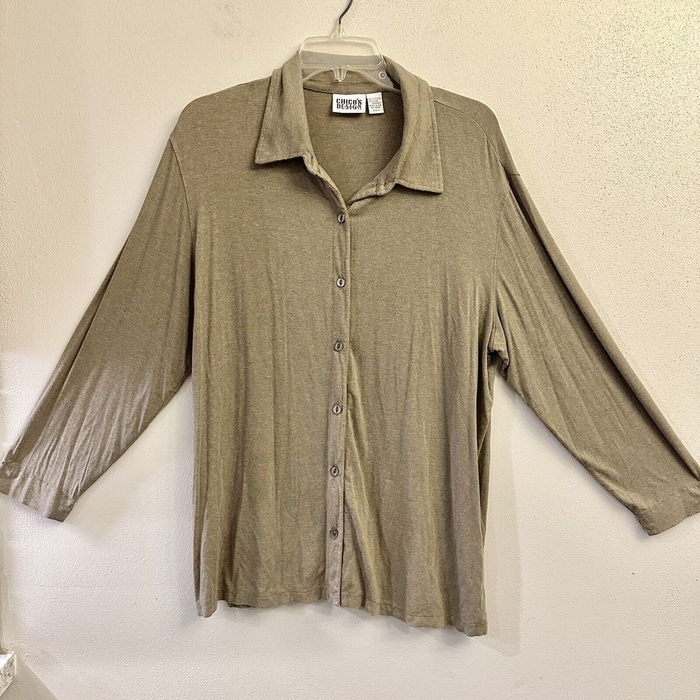 CHICOS DESIGN Women's‎ Button TOP Long Sleeve Light brown Size 3(XL)